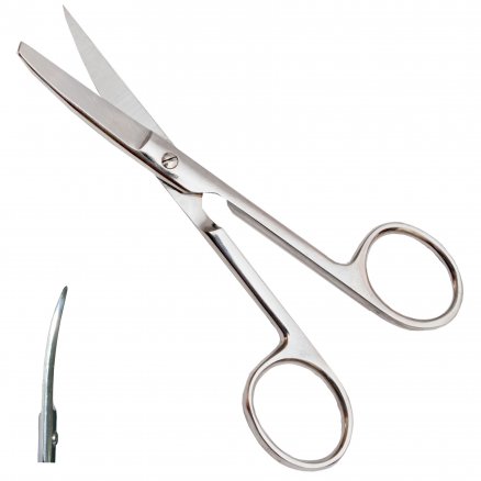 Ножиці медичні з одним гострим кінцем, зігнуті. Довжина 14,0 см